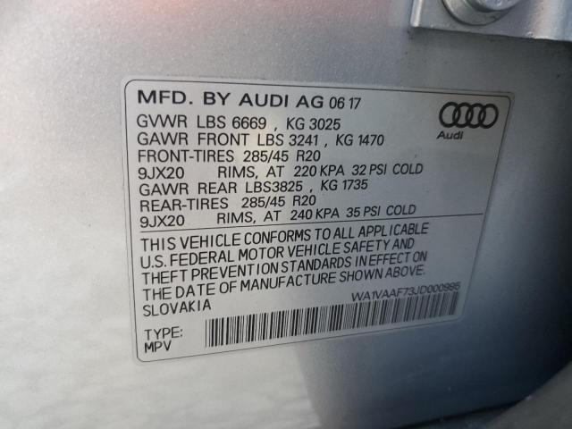 WA1VAAF73JD000995 - 2018 AUDI Q7 PRESTIGE SILVER photo 13