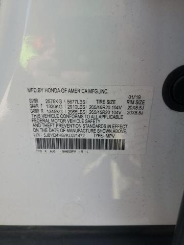 5J8YD4H87KL021472 - 2019 ACURA MDX ADVANCE Weiß Foto 13