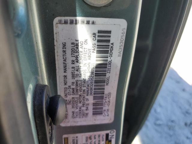 1NXBR32E05Z387511 - 2005 TOYOTA COROLLA CE 青色 照片 12