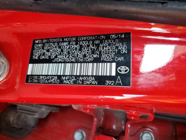 JTDKDTB34E1567089 - 2014 TOYOTA PRIUS C Rot Foto 12