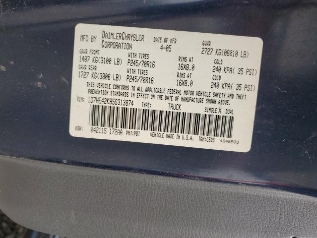1D7HE42K85S313874 - 2005 DODGE DAKOTA SLT 蓝色 照片 12