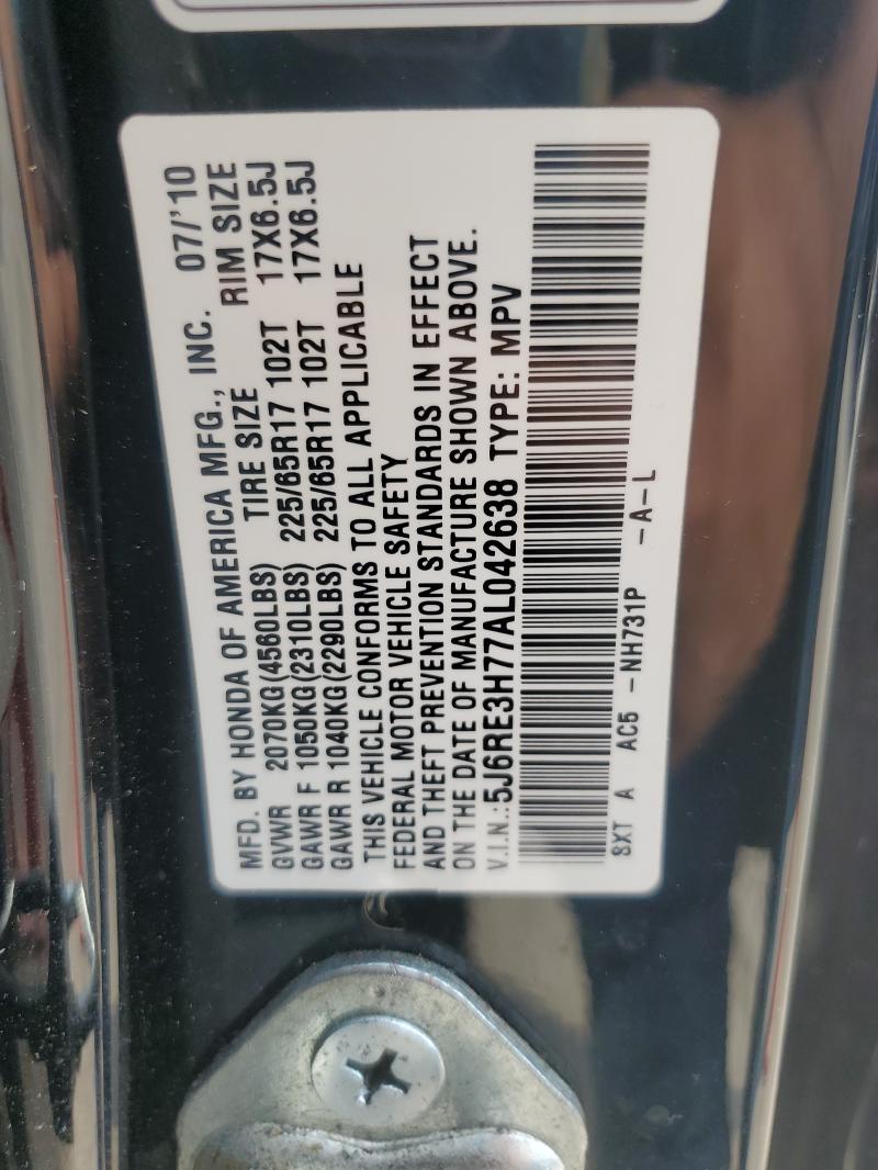 5J6RE3H77AL042638 - 2010 HONDA CR-V EXL BLACK photo 13