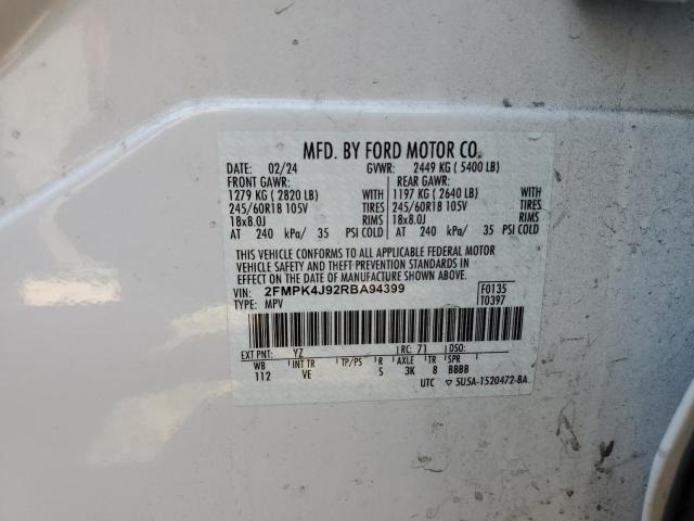 2FMPK4J92RBA94399 - 2024 FORD EDGE SEL Weiß Foto 14