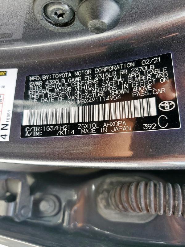 JTNKHMBX4M1114954 - 2021 TOYOTA C-HR XLE GRAY photo 12