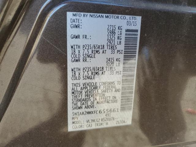 5N1AR2MMXFC655661 - 2015 NISSAN PATHFINDER S Marron photo 13