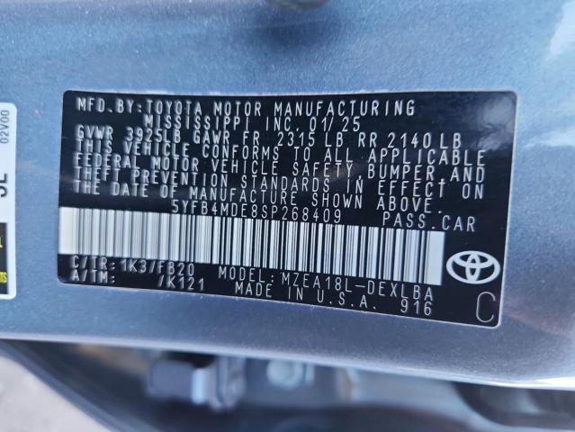 5YFB4MDE8SP268409 - 2025 TOYOTA COROLLA LE 蓝色 照片 12