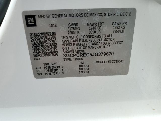 3GCPCREC5JG379670 - 2018 CHEVROLET SILVERADO C1500 LT თეთრი ფოტო 12