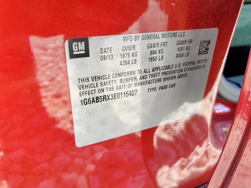 1G6AB5RX3E0116427 - 2014 CADILLAC ATS LUXURY RED photo 12