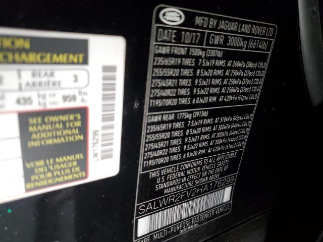 SALWR2FV2HA176299 - 2017 LAND ROVER RANGE ROVE HSE BLACK photo 13