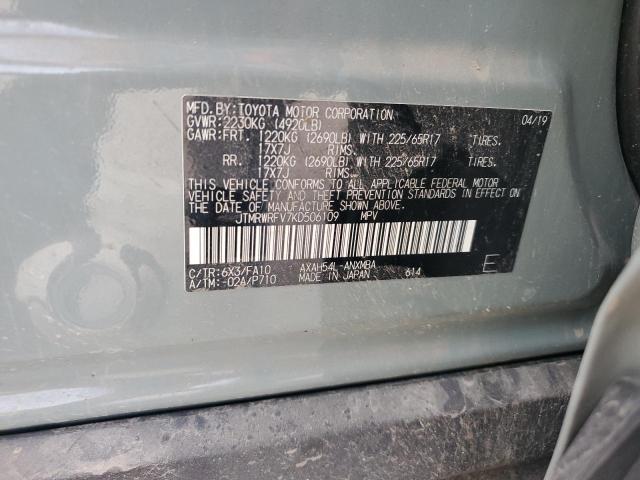 JTMRWRFV7KD506109 - 2019 TOYOTA RAV4 XLE Silber Foto 12