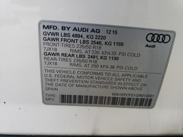 WA1EFCFS1GR013001 - 2016 AUDI Q3 PREMIUM PLUS თეთრი ფოტო 13