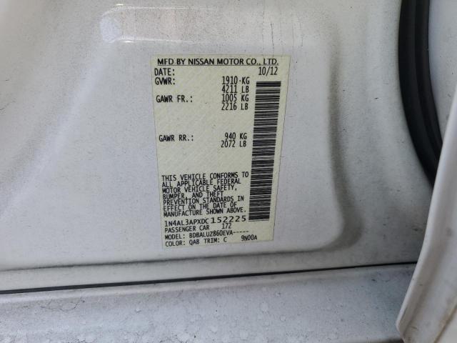 1N4AL3APXDC152225 - 2013 NISSAN ALTIMA 2.5 白色 照片 12