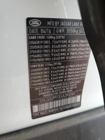 SALGS2PF0GA293264 - 2016 LAND ROVER RANGE ROVER HSE WHITE photo 12