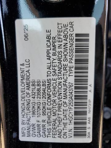 1HGCY1F25SA043767 - 2025 HONDA ACCORD LX BLACK photo 12