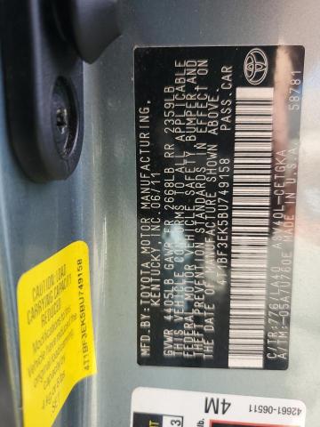 4T1BF3EK5BU749158 - 2011 TOYOTA CAMRY BASE Зеленый фото 12