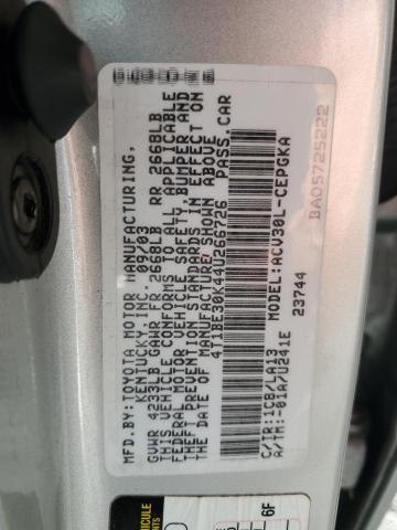 4T1BE30K44U266726 - 2004 TOYOTA CAMRY LE SILVER photo 12