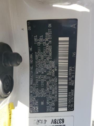 5TDYK3DC8BS174661 - 2011 TOYOTA SIENNA XLE WHITE photo 13