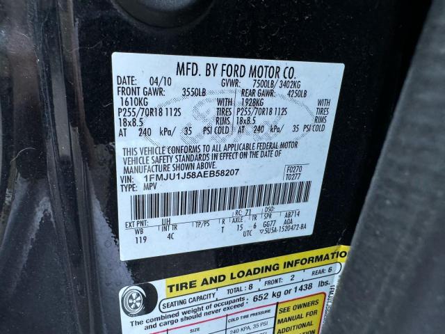 1FMJU1J58AEB58207 - 2010 FORD EXPEDITION EDDIE BAUER 黑色 照片 10