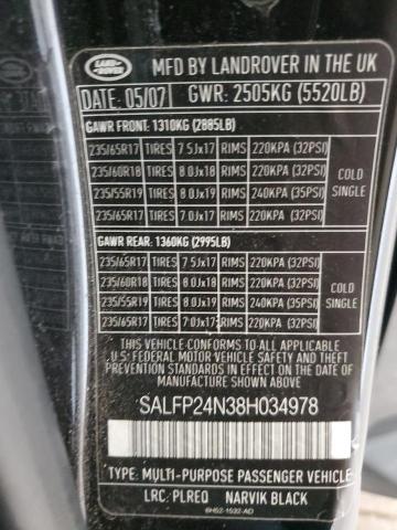 SALFP24N38H034978 - 2008 LAND ROVER LR2 SE BLACK photo 13