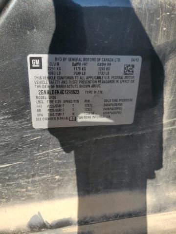 2GNALDEK4C1296623 - 2012 CHEVROLET EQUINOX LT GRAY photo 13