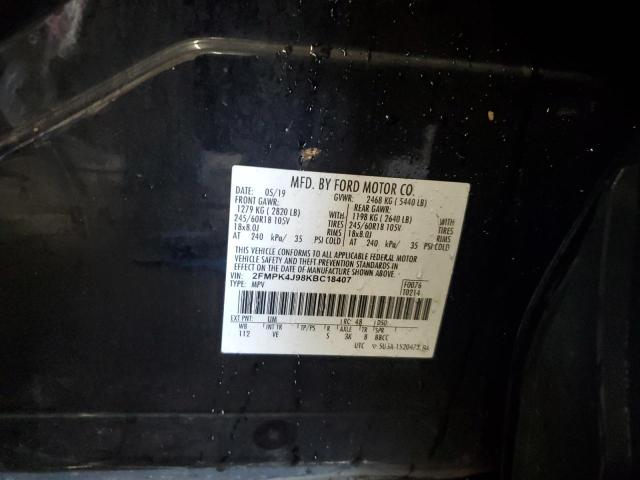 2FMPK4J98KBC18407 - 2019 FORD EDGE SEL Schwarz Foto 13