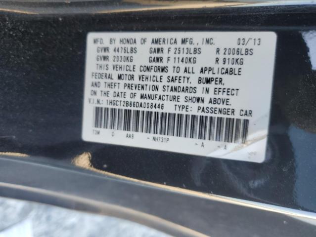 1HGCT2B86DA008446 - 2013 HONDA ACCORD EXL BLACK photo 12