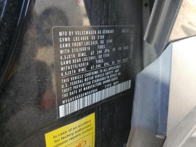 WVGAV3AX8EW503004 - 2014 VOLKSWAGEN TIGUAN S 黑色 照片 12