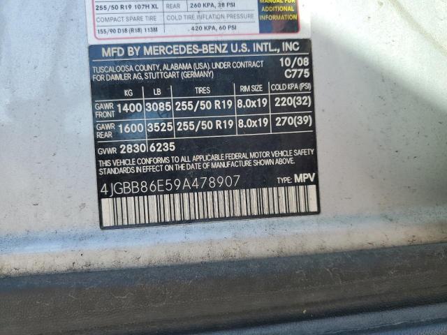 4JGBB86E59A478907 - 2009 MERCEDES-BENZ ML 350 فضي صورة 13