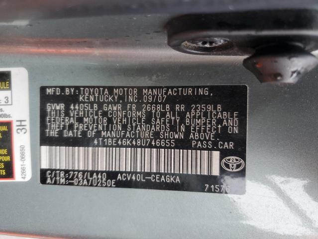 4T1BE46K48U746655 - 2008 TOYOTA CAMRY CE GREEN photo 23