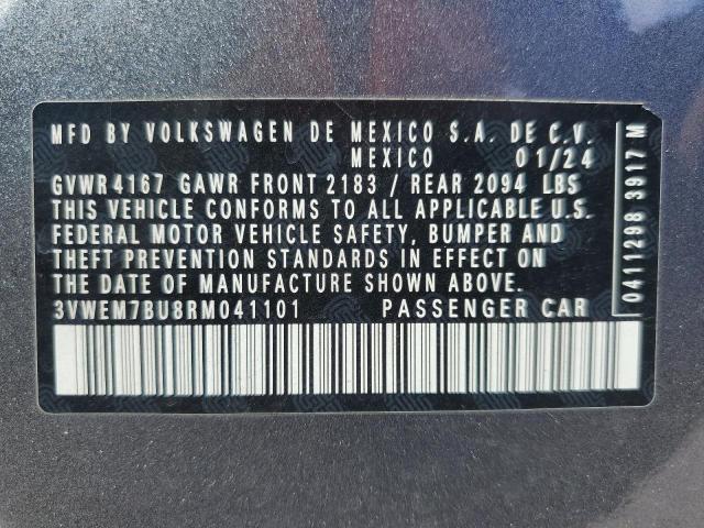 3VWEM7BU8RM041101 - 2024 VOLKSWAGEN JETTA SE 灰色 照片 12