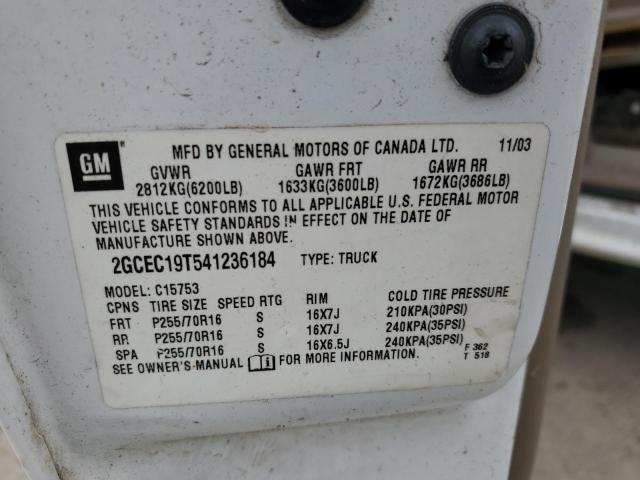 2GCEC19T541236184 - 2004 CHEVROLET SILVERADO C1500 白色 照片 12