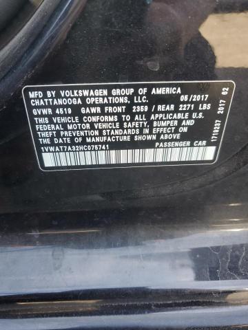 1VWAT7A32HC075741 - 2017 VOLKSWAGEN PASSAT S أسود صورة 12