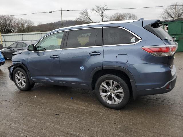 5TDJKRFH3ES052999 - 2014 TOYOTA HIGHLANDER XLE BLUE photo 2