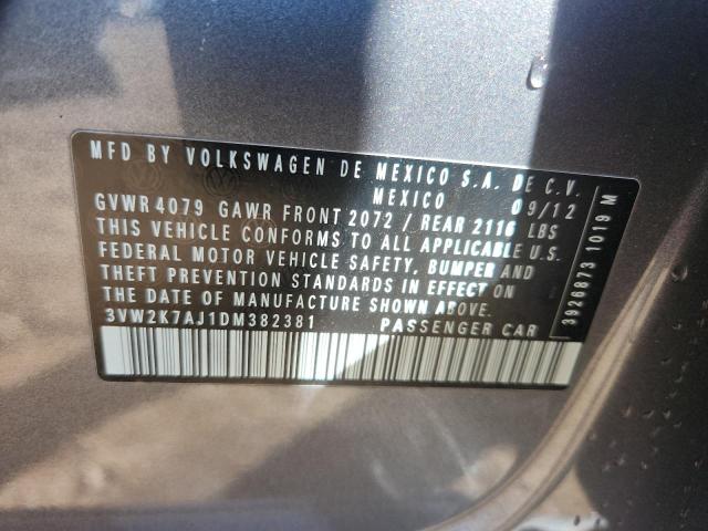 3VW2K7AJ1DM382381 - 2013 VOLKSWAGEN JETTA BASE Մոխրագույն լուսանկար 13