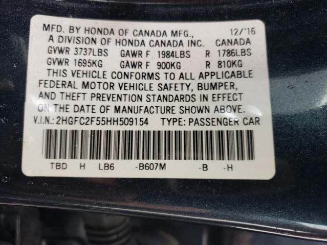 2HGFC2F55HH509154 - 2017 HONDA CIVIC LX BLUE photo 13