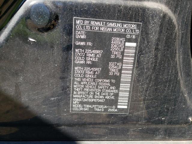 KNMAT2MT6GP673467 - 2016 NISSAN ROGUE S შავი ფოტო 13