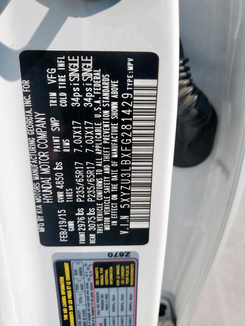 5XYZU3LBXFG281429 - 2015 HYUNDAI SANTA FE S WHITE photo 13