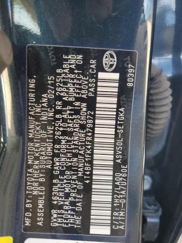 4T4BF1FK4FR479872 - 2015 TOYOTA CAMRY LE 蓝色 照片 12