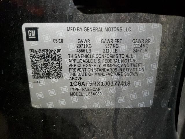 1G6AF5RX1J0177418 - 2018 CADILLAC ATS LUXURY Սև լուսանկար 12