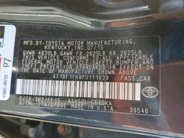 4T1BF1FK8FU111639 - 2015 TOYOTA CAMRY LE BLUE photo 12