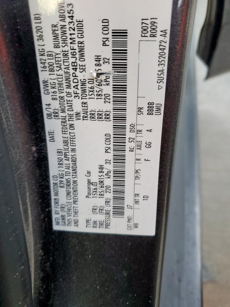 3FADP4BJ6FM123453 - 2015 FORD FIESTA SE გრაფიტი ფოტო 12