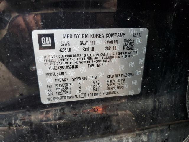 KL4CJASB2JB594878 - 2018 BUICK ENCORE PREFERRED BLACK photo 13