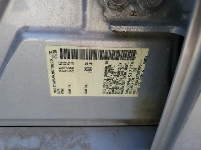 1N4AL2AP4AN517279 - 2010 NISSAN ALTIMA BASE 银色 照片 13