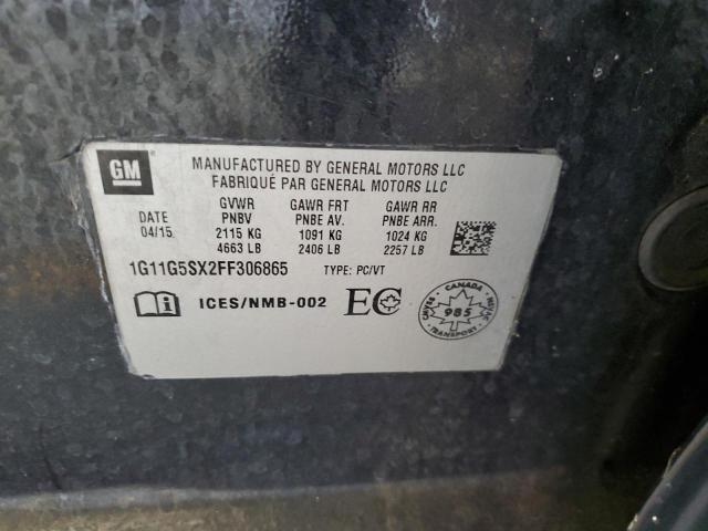 1G11G5SX2FF306865 - 2015 CHEVROLET MALIBU LTZ შავი ფოტო 12