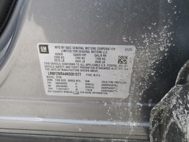 LRBFZNR44ND061577 - 2022 BUICK ENVISION ESSENCE ნაცრისფერი ფოტო 12