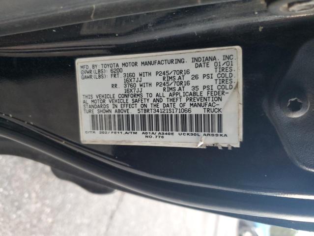 5TBRT34121S171066 - 2001 TOYOTA TUNDRA ACCESS CAB შავი ფოტო 12