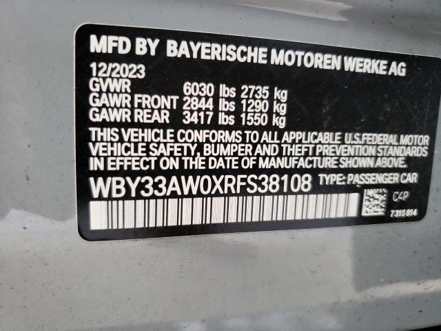 WBY33AW0XRFS38108 - 2024 BMW I4 M50 GRAY photo 13