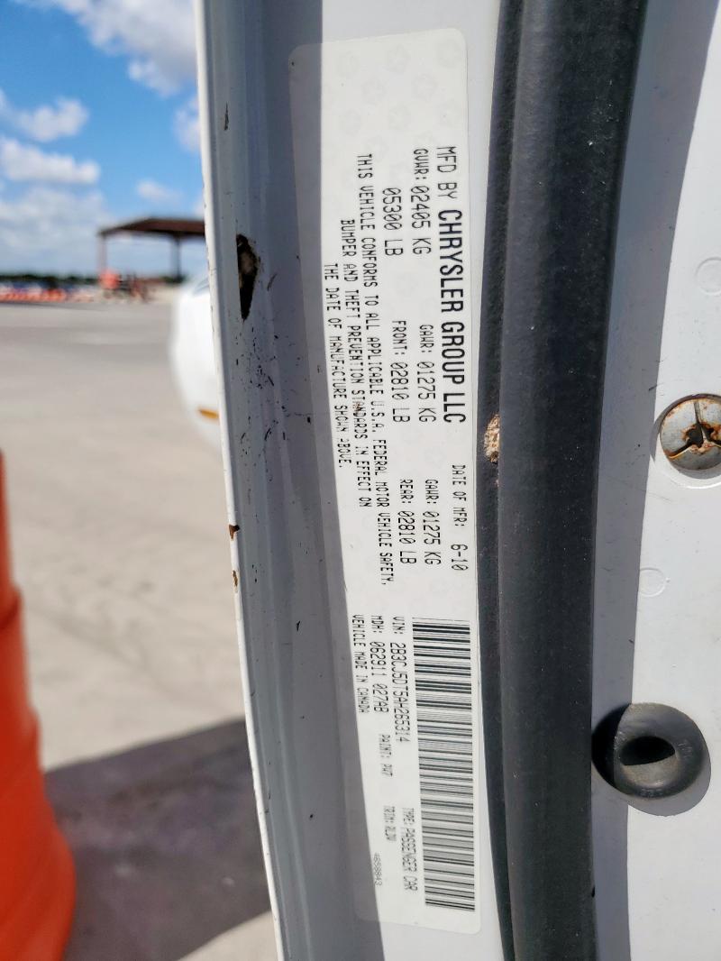 2B3CJ5DT5AH265314 - 2010 DODGE CHALLENGER R/T WHITE photo 12