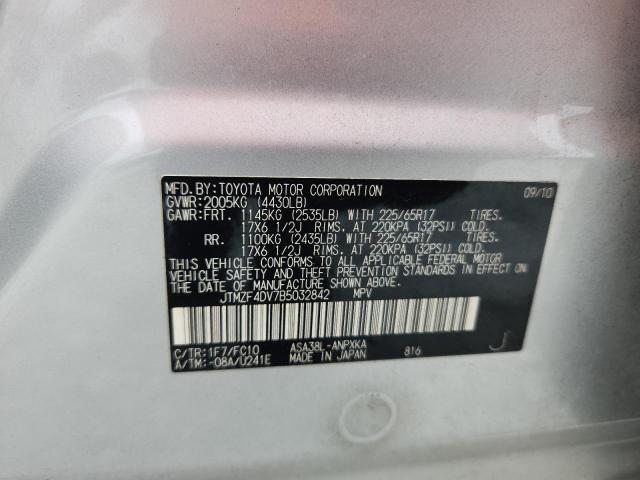 JTMZF4DV7B5032842 - 2011 TOYOTA RAV4 银色 照片 13