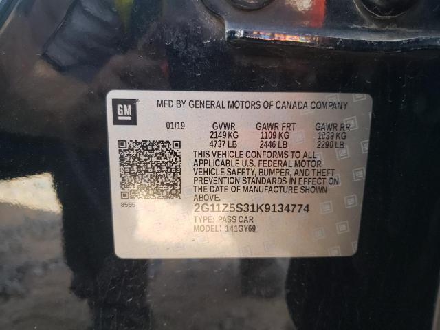 2G11Z5S31K9134774 - 2019 CHEVROLET IMPALA LT BLACK photo 12